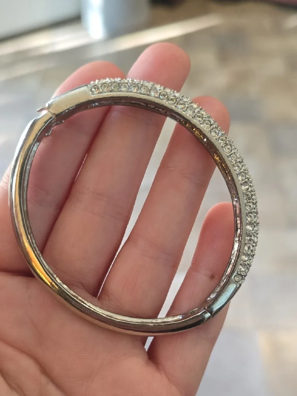 Lia Sophia Glitterati Hinged Bangle Bracelets - Set of 2